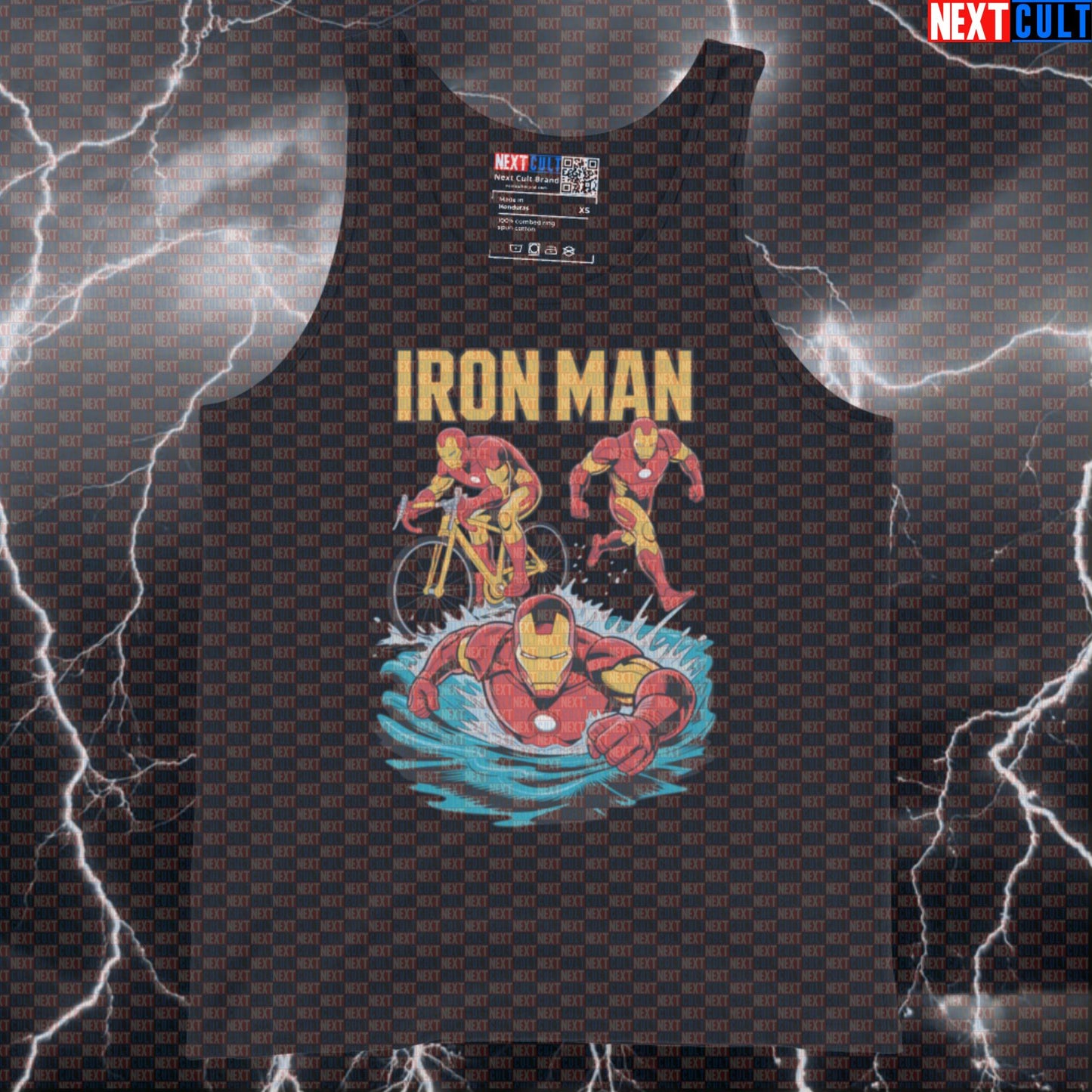 Iron Man Triathlon Funny Gym Tank Top Muscle Shirt Athletic Vest for Swim Bike Run Athletes Avengers Cardio Films Fitness Gym Iron Man Superheroes Workout Next Cult Brand