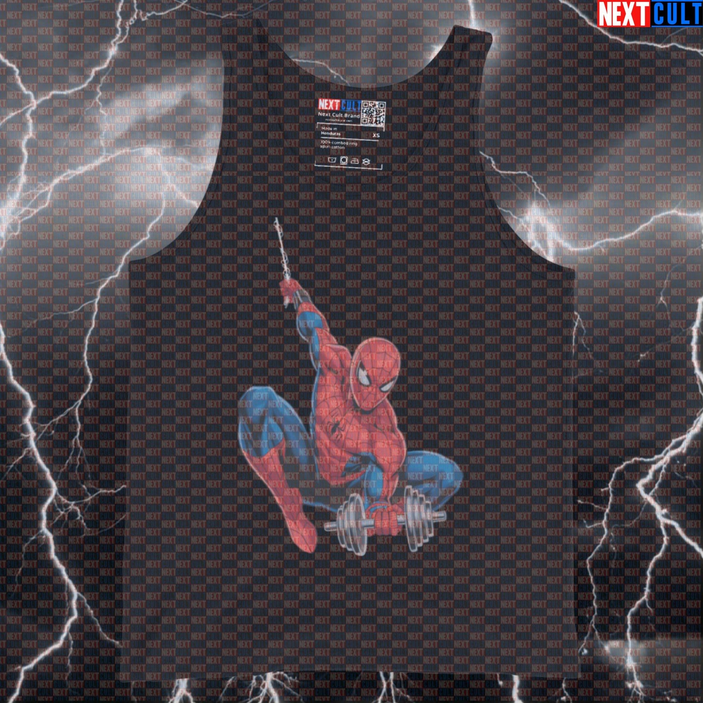 Spider-Man Funny Gym Tank Top Lifting Dumbbells Workout Tank Top Bodybuilding Powerlifting Fitness Meme Tank Tops Next Cult Brand