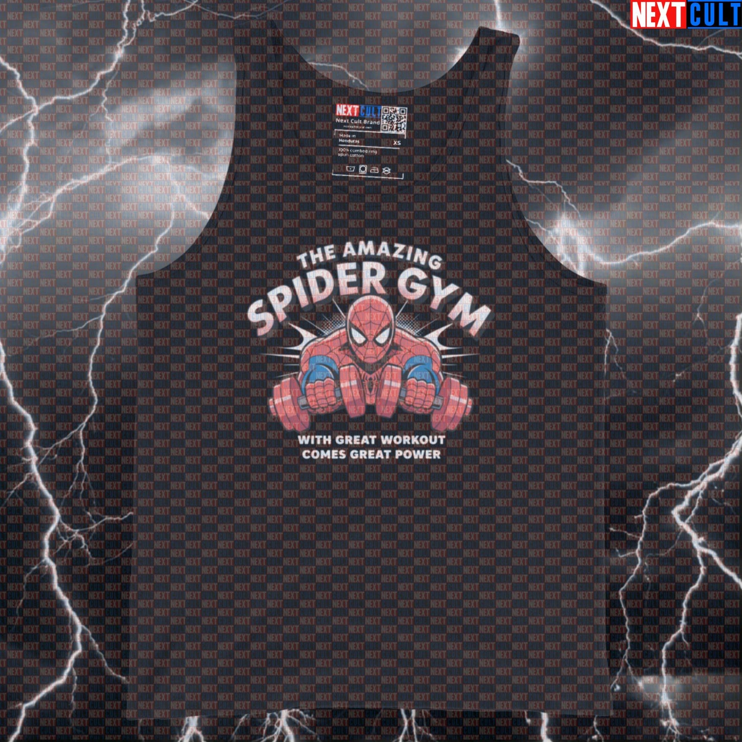 With Great Workout Comes Great Power Funny Gym Tank Top Muscle Shirt Athletic Vest for Lifters Gymbros Tank Tops Next Cult Brand