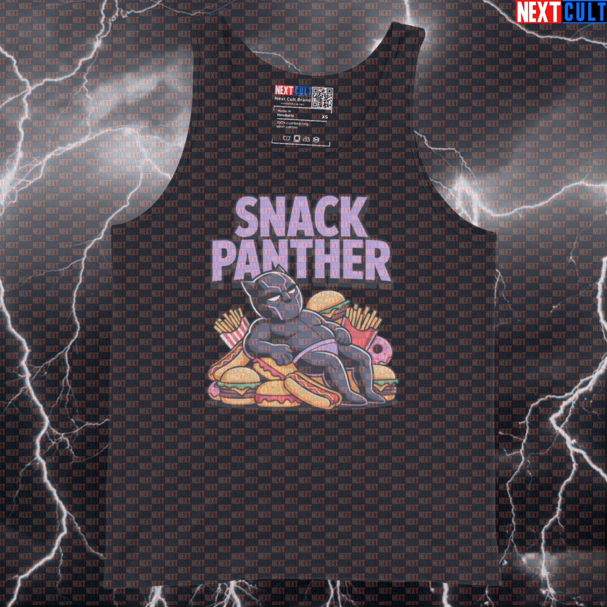 Snack Panther Funny Gym Tank Top Bulking Superhero Muscle Shirt Workout Vest Athletic Shirt Top Avengers Black Panther Bulking Fast Food Films Fitness Gym Superheroes Workout Next Cult Brand