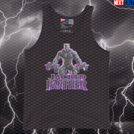 Jacked Panther Black Panther Funny Gym Tank Top Workout Tank Top Bodybuilding Powerlifting Fitness Meme Avengers Black Panther Bodybuilding Films Fitness Gym Superheroes Workout Next Cult Brand