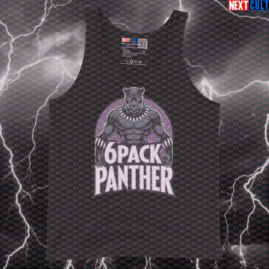 Six Pack Panther Funny Gym Tank Top Muscle Shirt Athletic Vest Workout Tank Top for Bodybuilding Superhero Fans Avengers Black Panther Bodybuilding Films Fitness Gym Superheroes Workout Next Cult Brand