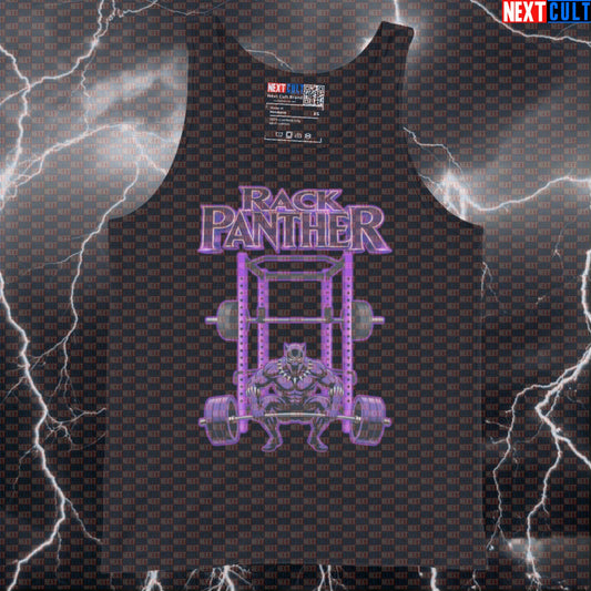 Rack Panther Black Panther Funny Gym Tank Top Workout Tank Top Squat Rack Bodybuilding Powerlifting Fitness Meme Avengers Black Panther Bodybuilding Films Fitness Gym Powerlifting Superheroes Workout Next Cult Brand