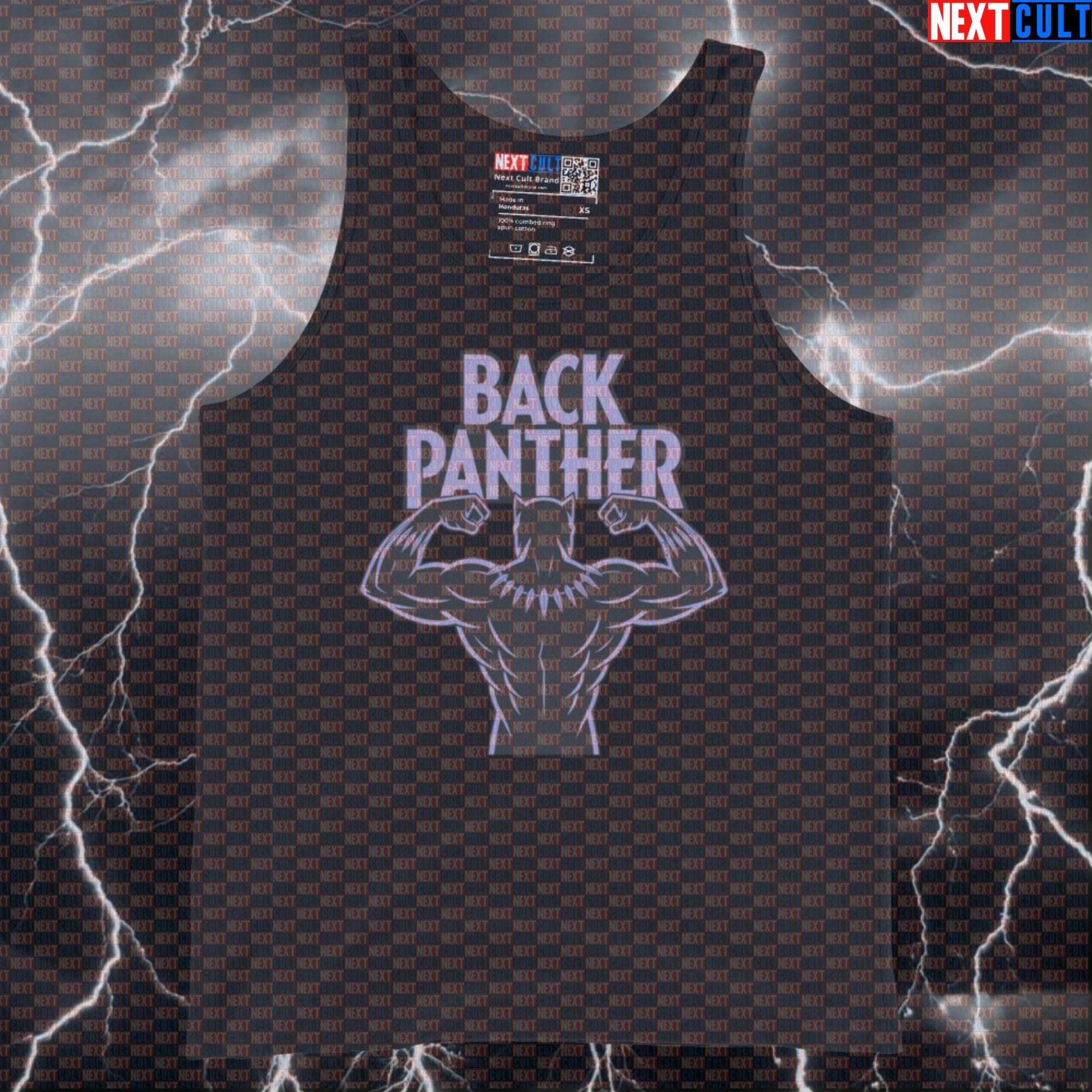 Black Panther Big Back Gym Tank Top Funny Workout Tank Top Muscle Shirt Athletic Vest Gym Top for Lifters Avengers Black Panther Bodybuilding Films Fitness Gym Superheroes Workout Next Cult Brand