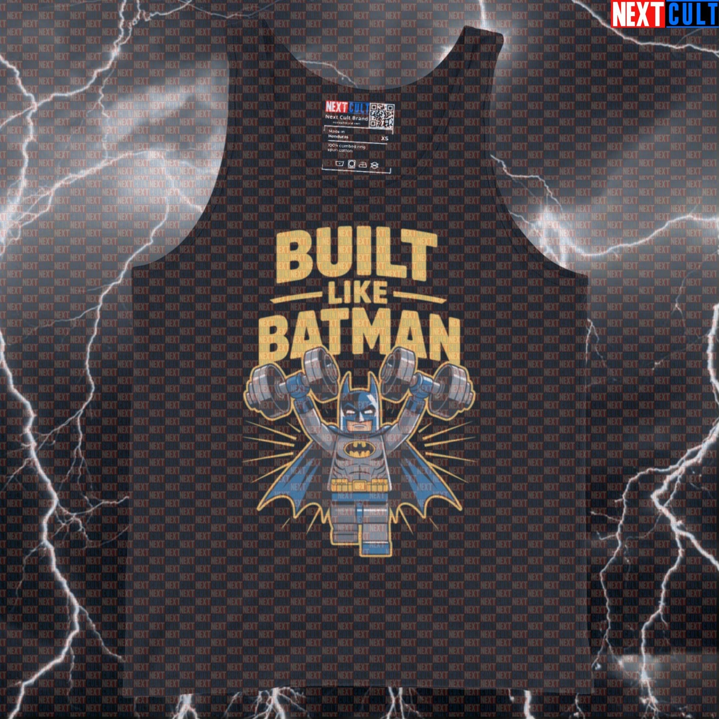 Built Like Batman Funny LEGO Gym Tank Top Superhero Workout Tank Top Muscle Shirt Athletic Vest Top for Lifters Tank Tops Next Cult Brand