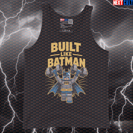 Built Like Batman Funny LEGO Gym Tank Top Superhero Workout Tank Top Muscle Shirt Athletic Vest Top for Lifters Tank Tops Next Cult Brand