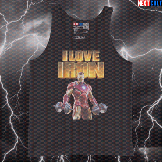 I Love Iron Funny Gym Tank Top Iron Man Workout Tank Top Fitness Bodybuilding Strength Humor Tank Tops Next Cult Brand