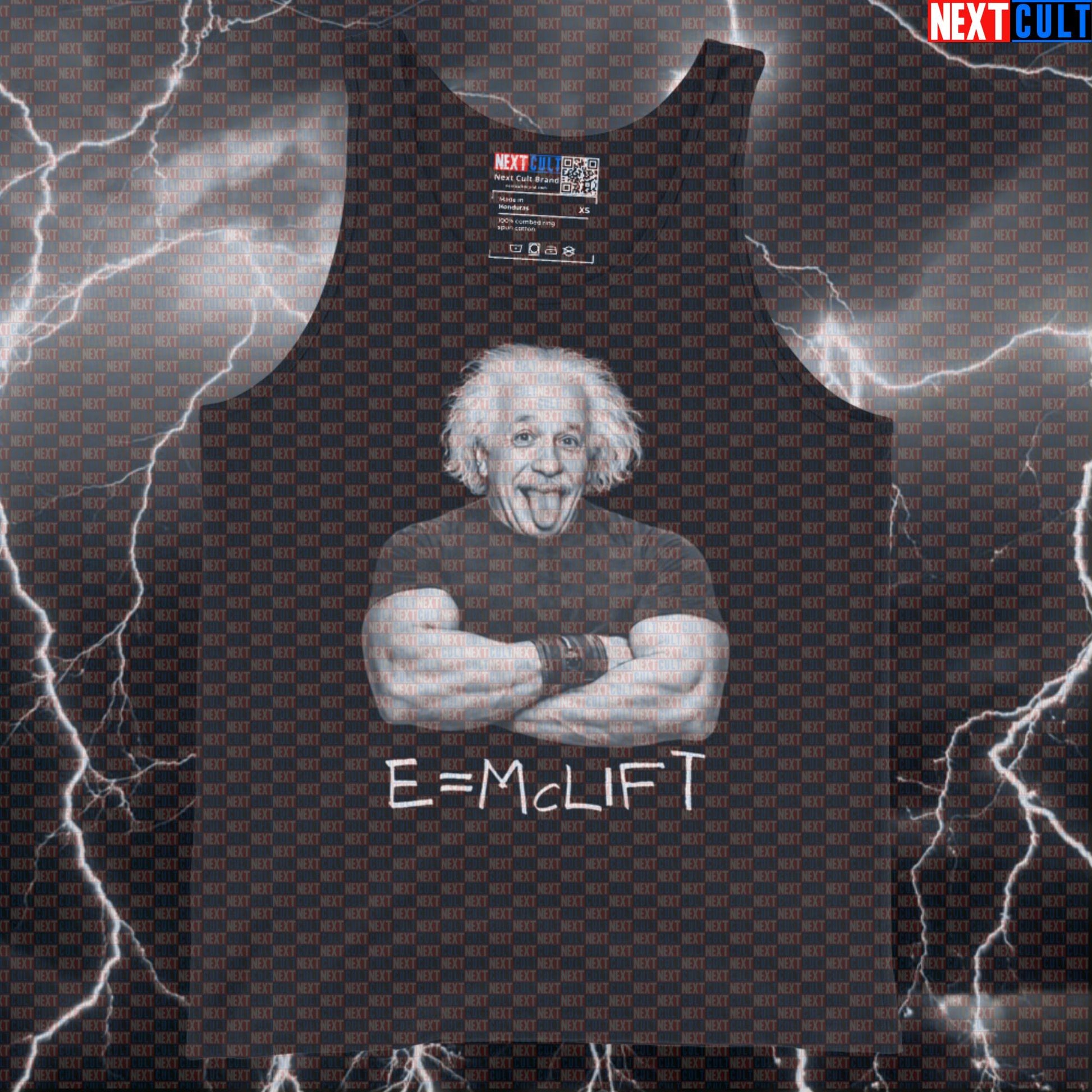 E=mclift Funny Gym Tank Top Albert Einstein Science Based Lifting Bro Science Workout Tank Top Tank Tops Next Cult Brand