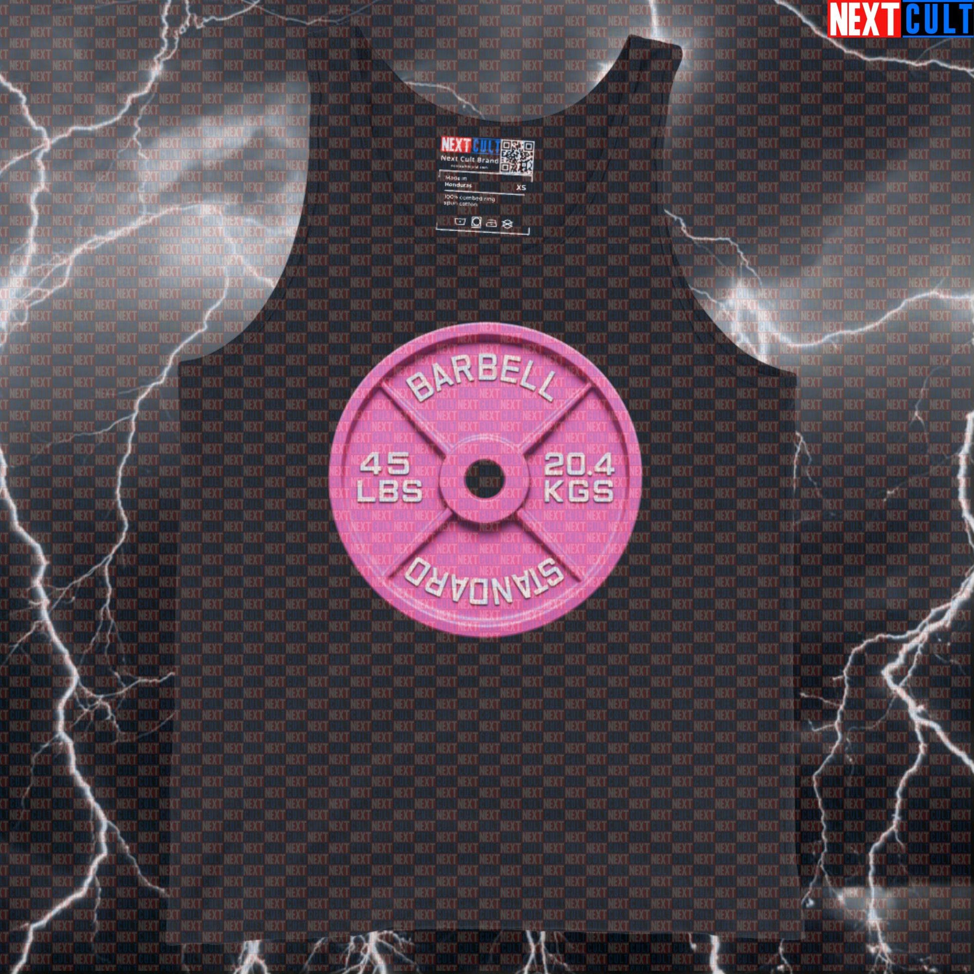 Pink 45LB Weight Plate Funny Gym Tank Top Barbell Lifting Workout Tank Top Fitness Apparel Tank Tops Next Cult Brand