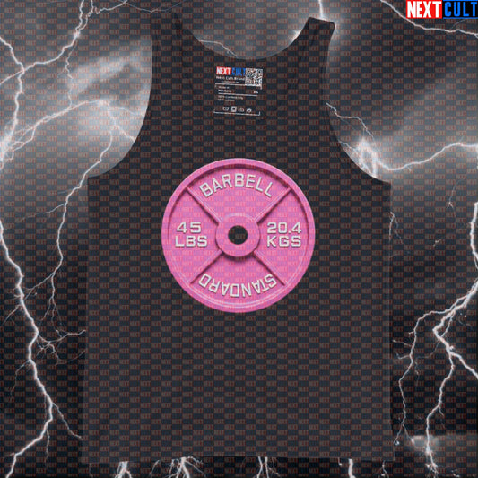 Pink 45LB Weight Plate Funny Gym Tank Top Barbell Lifting Workout Tank Top Fitness Apparel Tank Tops Next Cult Brand