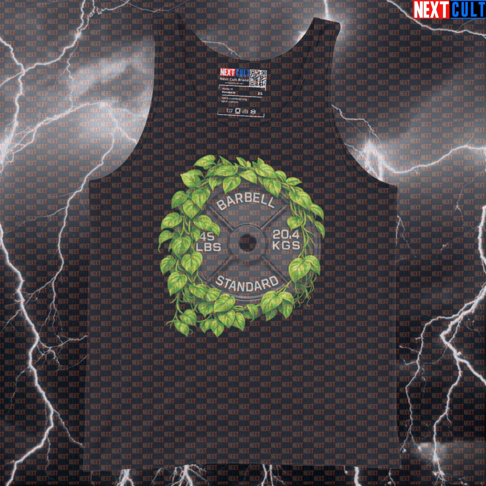 Plants & Weights 45LB Plate Funny Gym Tank Top Plant Lover Fitness Barbell Workout Tank Top Tank Tops Next Cult Brand