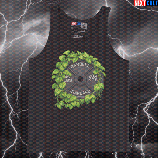 Plants & Weights 45LB Plate Funny Gym Tank Top Plant Lover Fitness Barbell Workout Tank Top Tank Tops Next Cult Brand