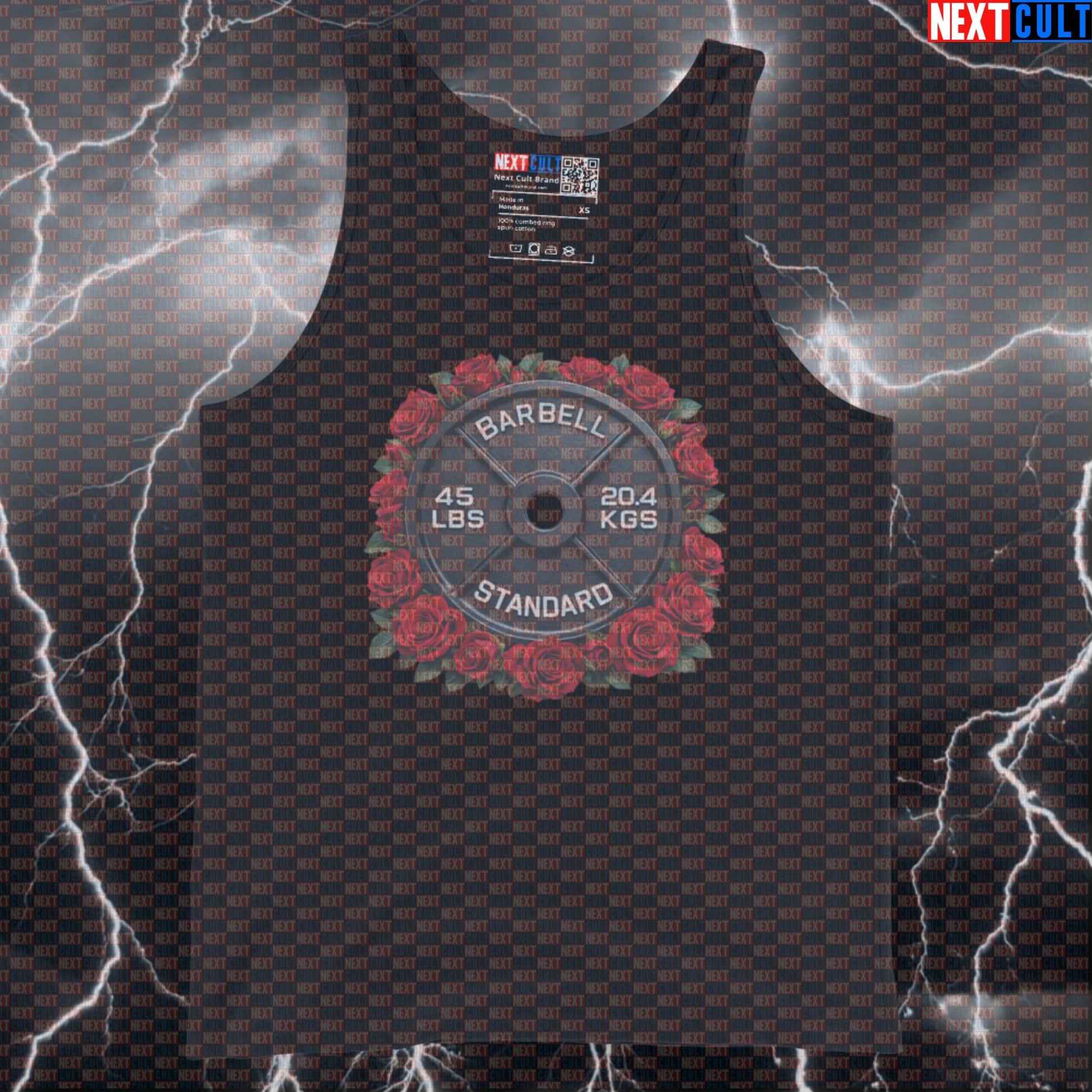 Roses & Weights 45LB Plate Funny Gym Tank Top Romantic Fitness Barbell Workout Tank Top Tank Tops Next Cult Brand