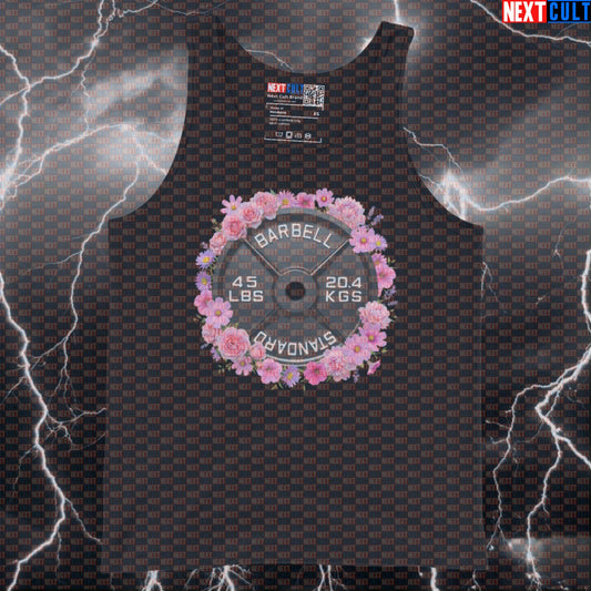 Flowers & Weights 45LB Plate Funny Gym Tank Top Floral Fitness Barbell Workout Tank Top Tank Tops Next Cult Brand