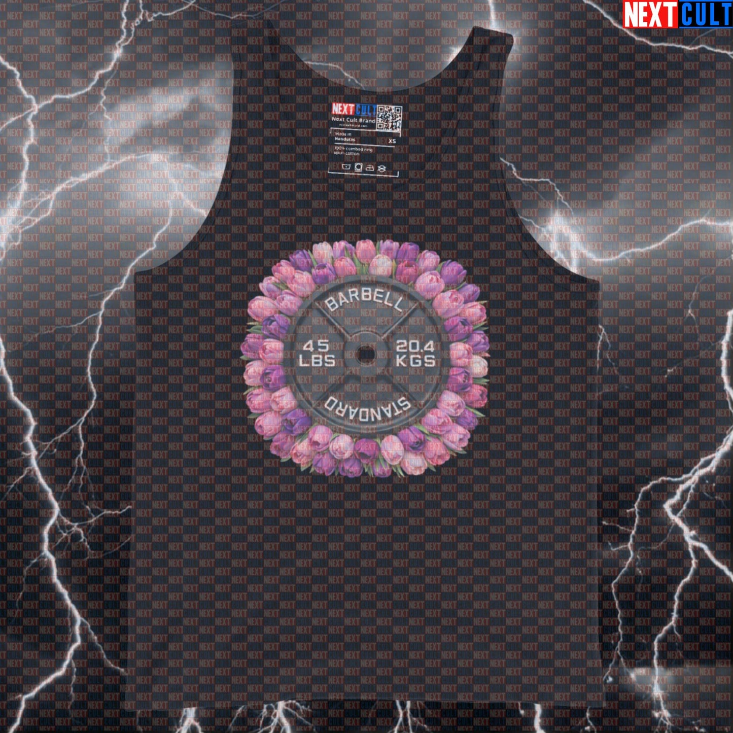 Tulips & Weights 45LB Plate Funny Gym Tank Top Floral Barbell Workout Tank Top Spring Fitness Tank Tops Next Cult Brand