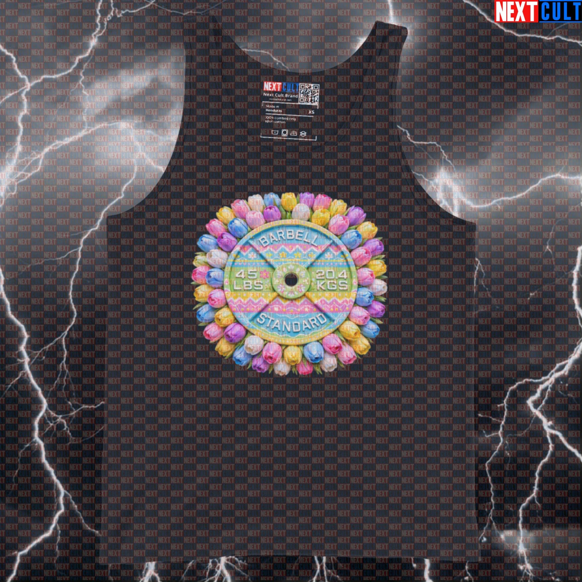 Easter & Weights 45LB Plate Funny Gym Tank Top Easter Egg Fitness Barbell Workout Tank Top Tank Tops Next Cult Brand