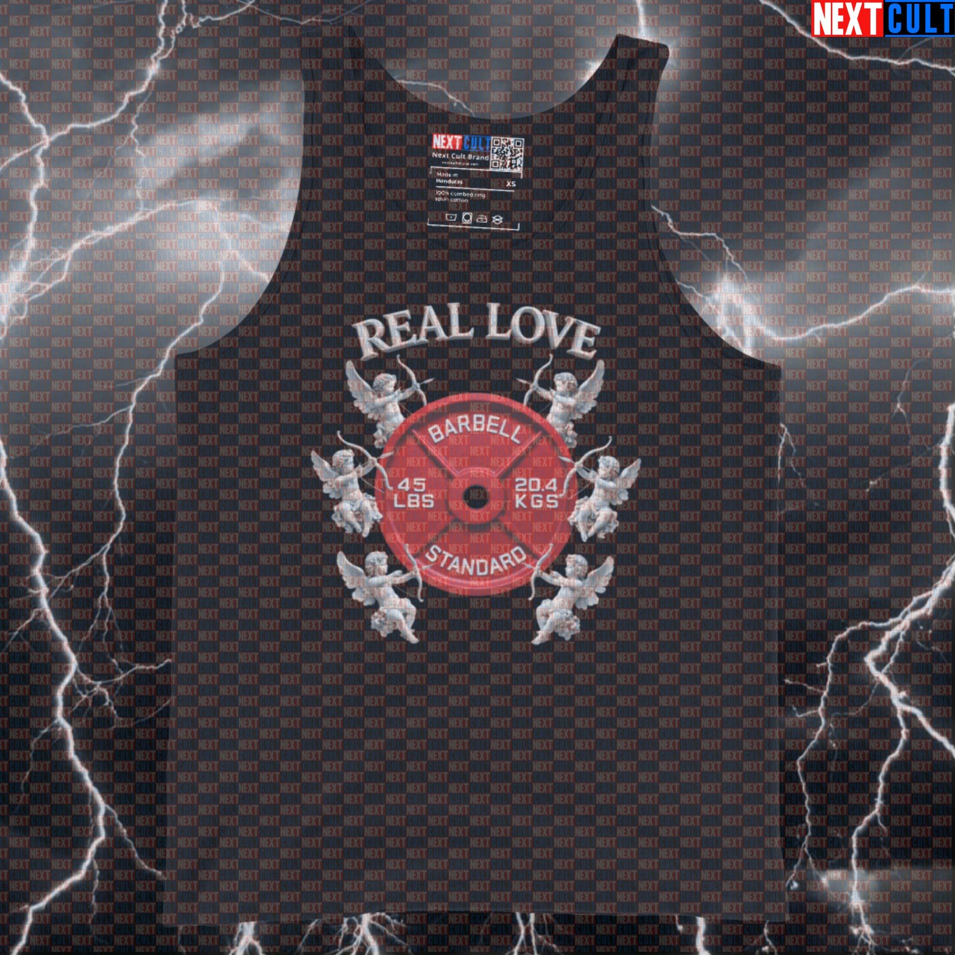 Real Love Valentine’s Day & Weights 45LB Plate Cupid Funny Gym Tank Top Romantic Fitness Workout Top Tank Tops Next Cult Brand