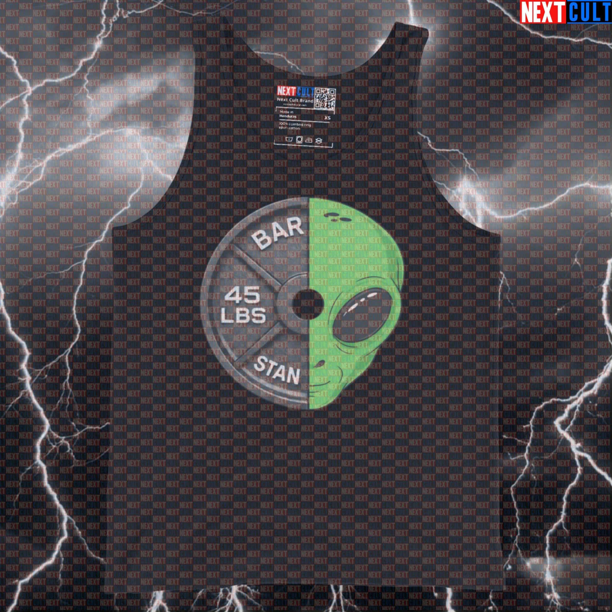 Aliens & Weights 45LB Plate Funny Gym Tank Top Alien Weight Plate Sci-Fi Fitness Workout Tank Top Tank Tops Next Cult Brand