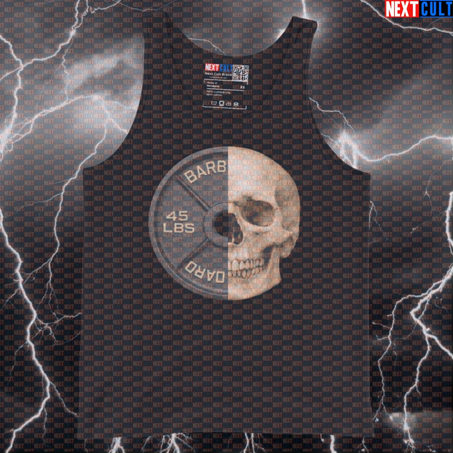 Skull & Weights 45LB Plate Funny Gym Tank Top Skull Weight Plate Hardcore Fitness Workout Tank Top Tank Tops Next Cult Brand
