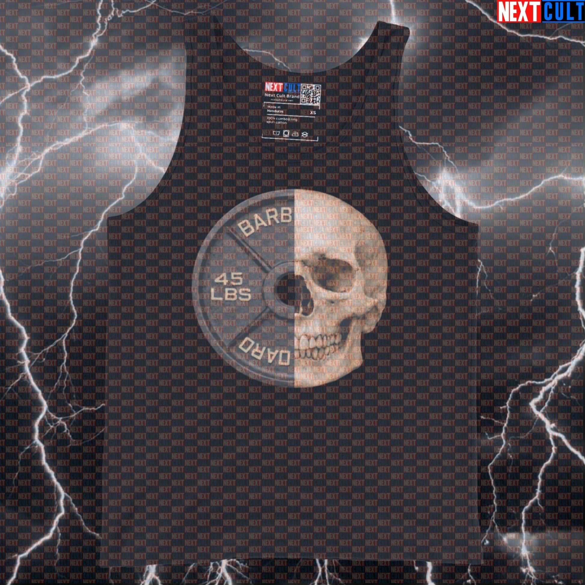 Skull & Weights 45LB Plate Funny Gym Tank Top Skull Weight Plate Hardcore Fitness Workout Tank Top Tank Tops Next Cult Brand