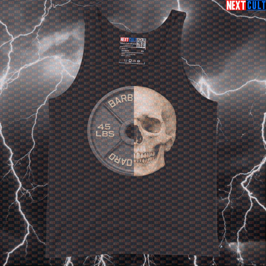 Skull & Weights 45LB Plate Funny Gym Tank Top Skull Weight Plate Hardcore Fitness Workout Tank Top Tank Tops Next Cult Brand