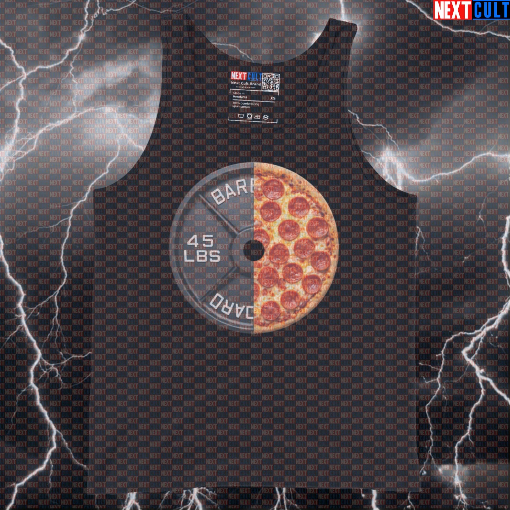 Pizza Weight Plate Funny Gym Tank Top 45LB Plate Pizza & Weights Workout Tank Top Fitness Food Lover Tank Tops Next Cult Brand