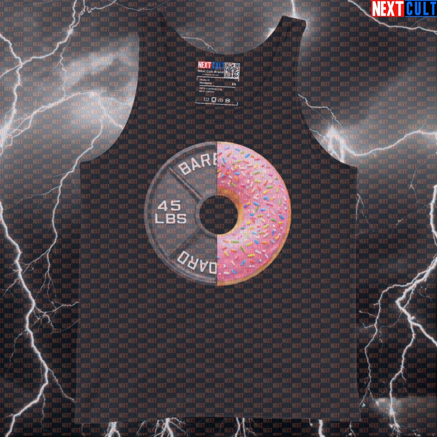 Donut Weight Plate Funny Gym Tank Top 45LB Plate Donuts & Weights Workout Tank Top Fitness Food Lover Tank Tops Next Cult Brand