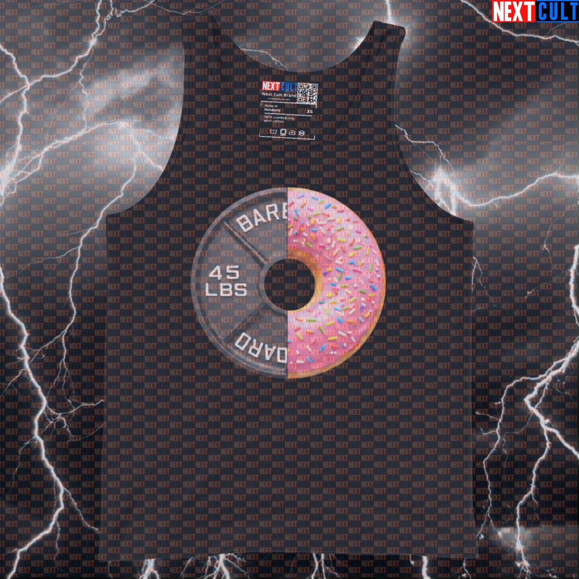 Donut Weight Plate Funny Gym Tank Top 45LB Plate Donuts & Weights Workout Tank Top Fitness Food Lover Tank Tops Next Cult Brand
