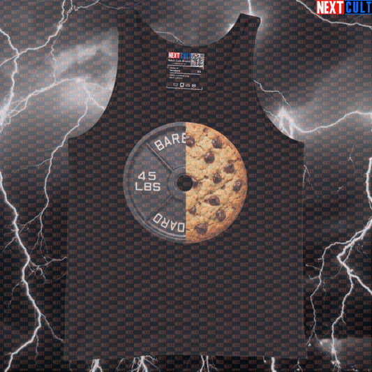 Chocolate Chip Cookie Weight Plate Funny Gym Tank Top 45LB Plate Cookies & Weights Workout Tank Top Tank Tops Next Cult Brand