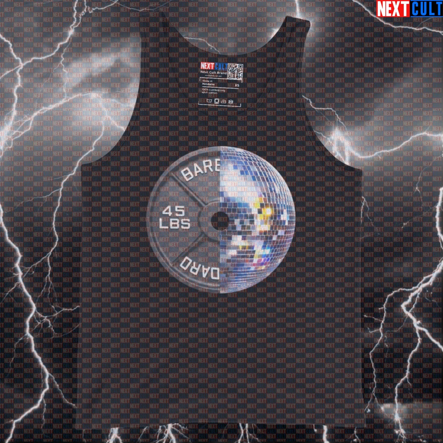 Disco Weight Plate Funny Gym Tank Top 45LB Plate Disco & Weights Party Workout Tank Top Fitness Tank Tops Next Cult Brand