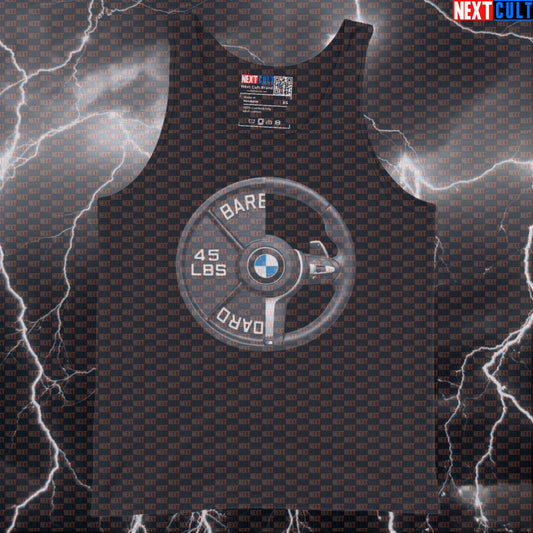 Steering Wheel Weight Plate Funny Gym Tank Top 45LB Plate Cars & Weights Workout Tank Top Fitness Tank Tops Next Cult Brand