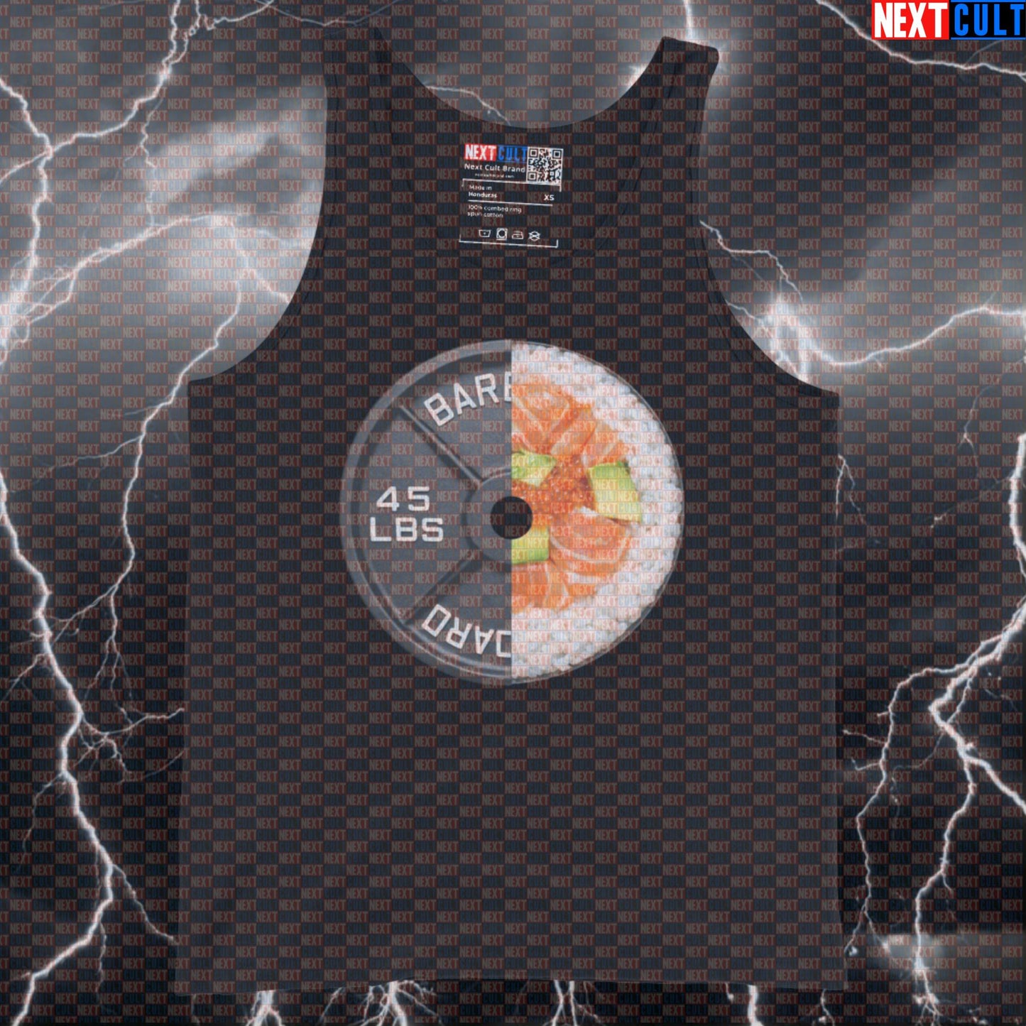 Sushi Weight Plate Funny Gym Tank Top 45LB Plate Sushi & Weights Workout Tank Top Fitness Tank Tops Next Cult Brand