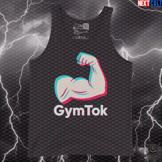 GymTok Tank Top – TikTok Parody Bicep Workout Vest for Gymbros and Fitness Creators Tank Tops Next Cult Brand