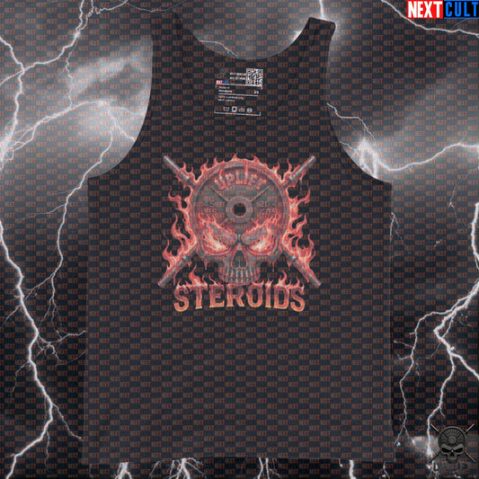 Not Natty Steroids Tank Top Flaming Skull Muscle Shirt for Hardcore Gym Lifters Tank Tops Next Cult Brand