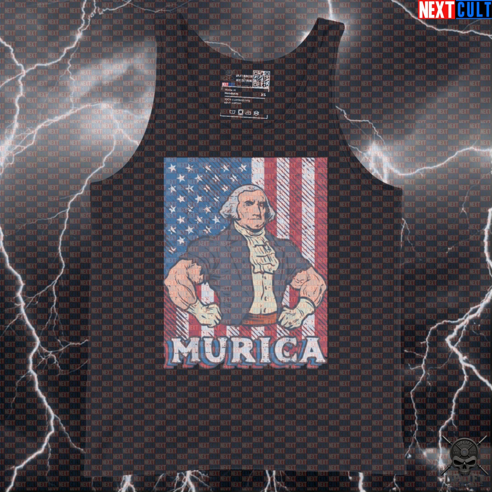 Murica Tank Top George Washington Patriotic Muscle Shirt for Summer Gym Training Next Cult Brand