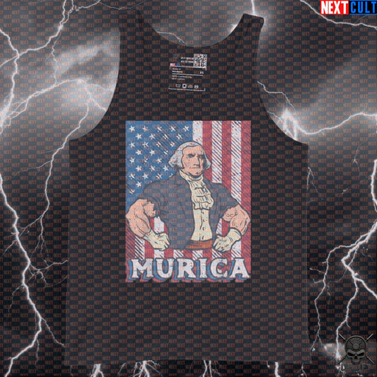 Murica Tank Top George Washington Patriotic Muscle Shirt for Summer Gym Training Next Cult Brand