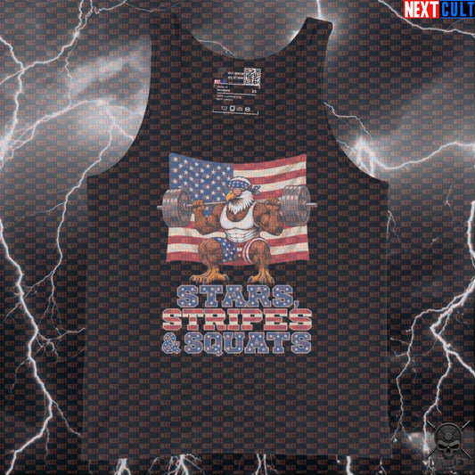 Patriotic Eagle Tank Top Stars Stripes and Squats Muscle Shirt for USA Leg Day Next Cult Brand