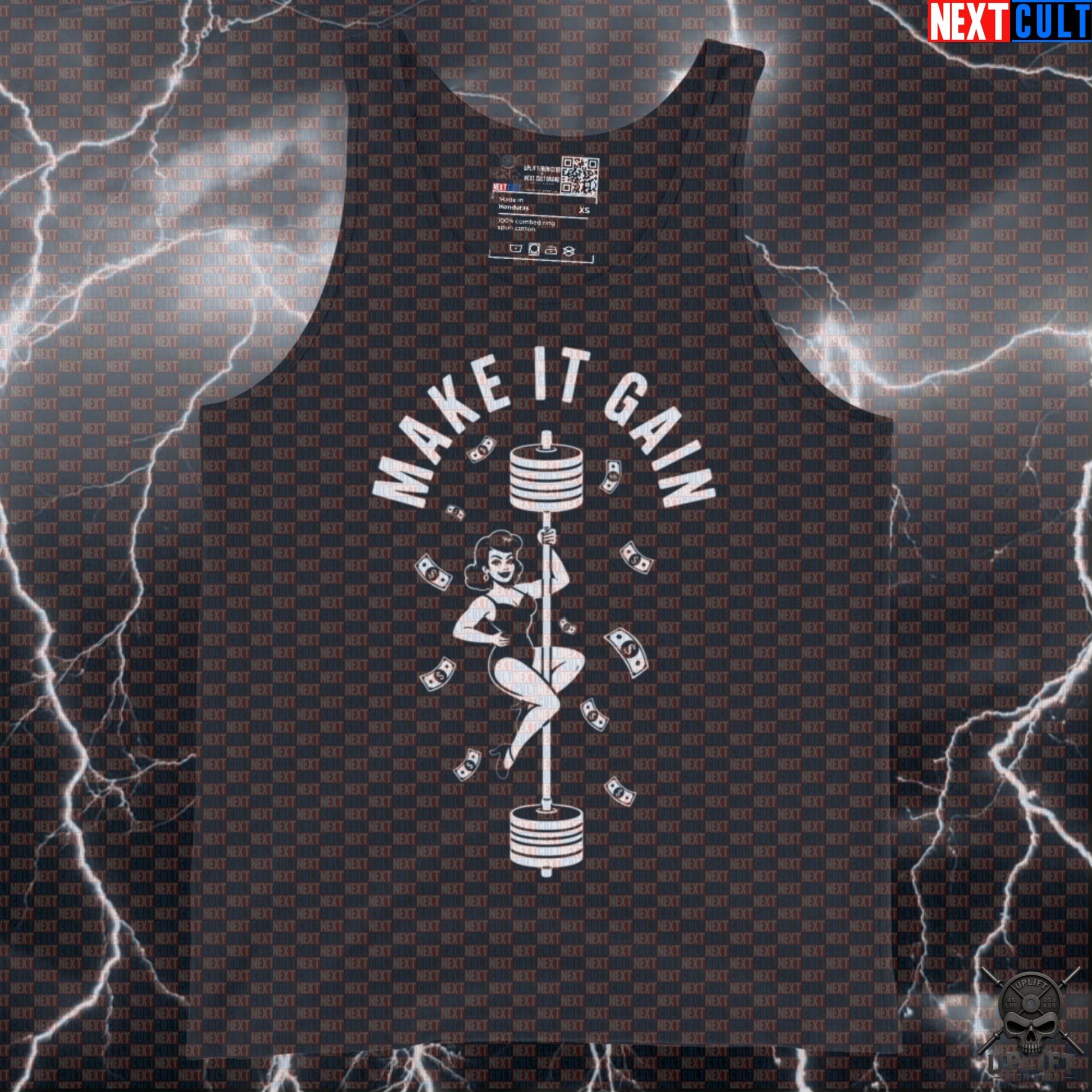 Make It Gain Funny Gym Tank Top - Pole Dance Meme Barbell Vest Muscle Shirt Tank Tops Next Cult Brand