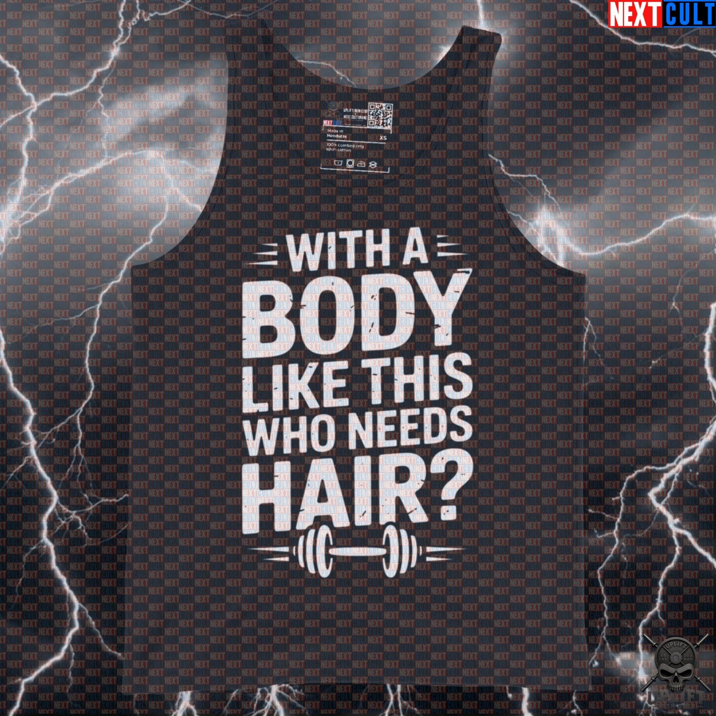 With A Body Like This Who Needs Hair Funny Gym Tank Top - Bald Gains Meme Vest Muscle Shirt Tank Tops Next Cult Brand