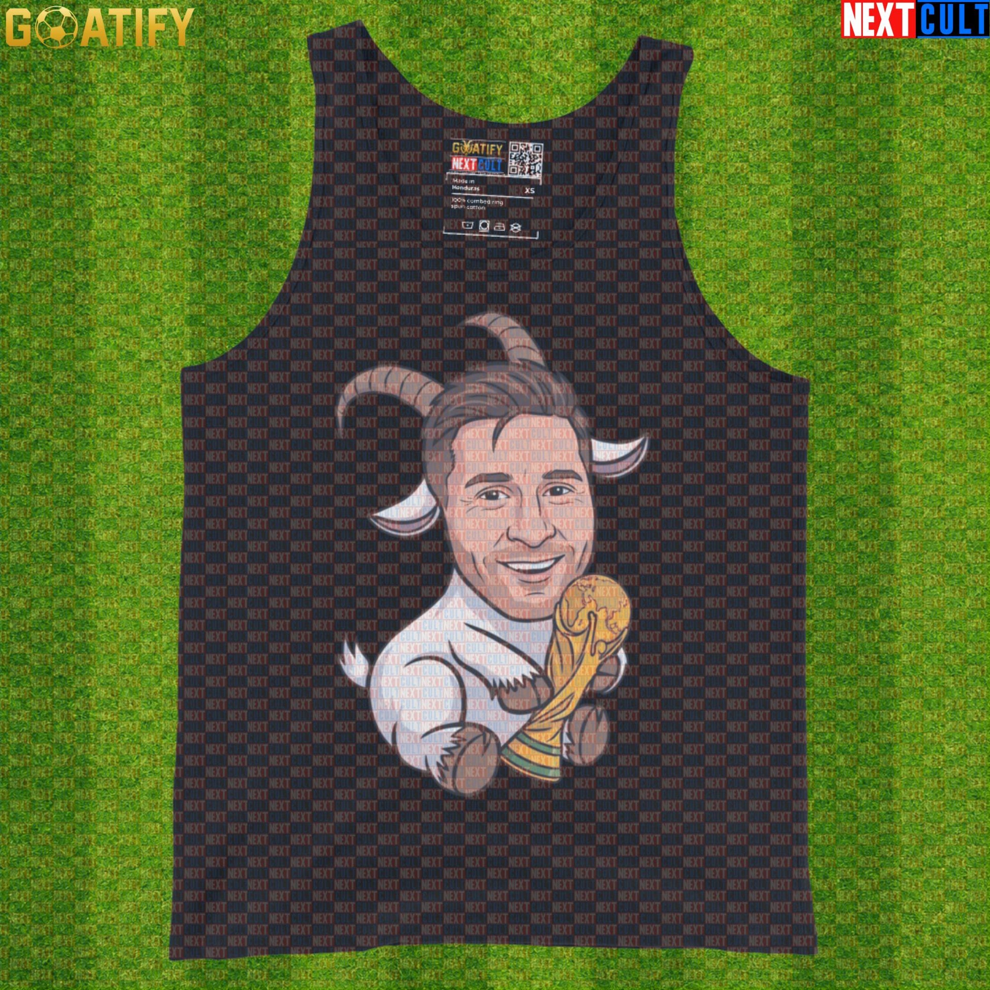 Lionel Messi Tank Top – World Cup GOAT Muscle Shirt for Argentina Soccer Fans |  | ["Argentina", "Barcelona", "Football", "Inter Miami", "Lionel Messi", "Soccer"]