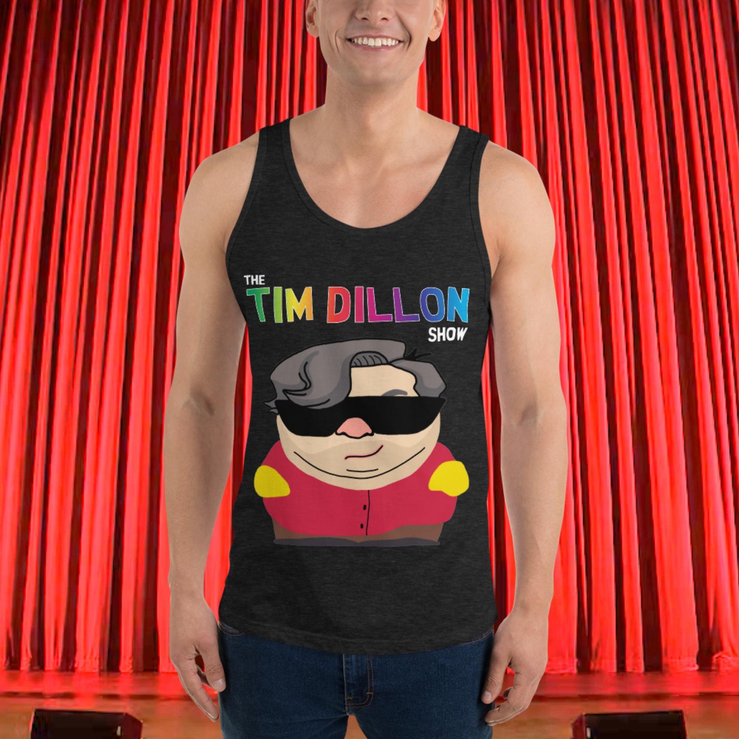 Tim Dillon Cartman, Southpark, The Tim Dillon Show, Tim Dillon Podcast, Tim Dillon Merch, Tim Dillon Men's Tank Top Next Cult Brand Podcasts, Stand-up Comedy, Tim Dillon