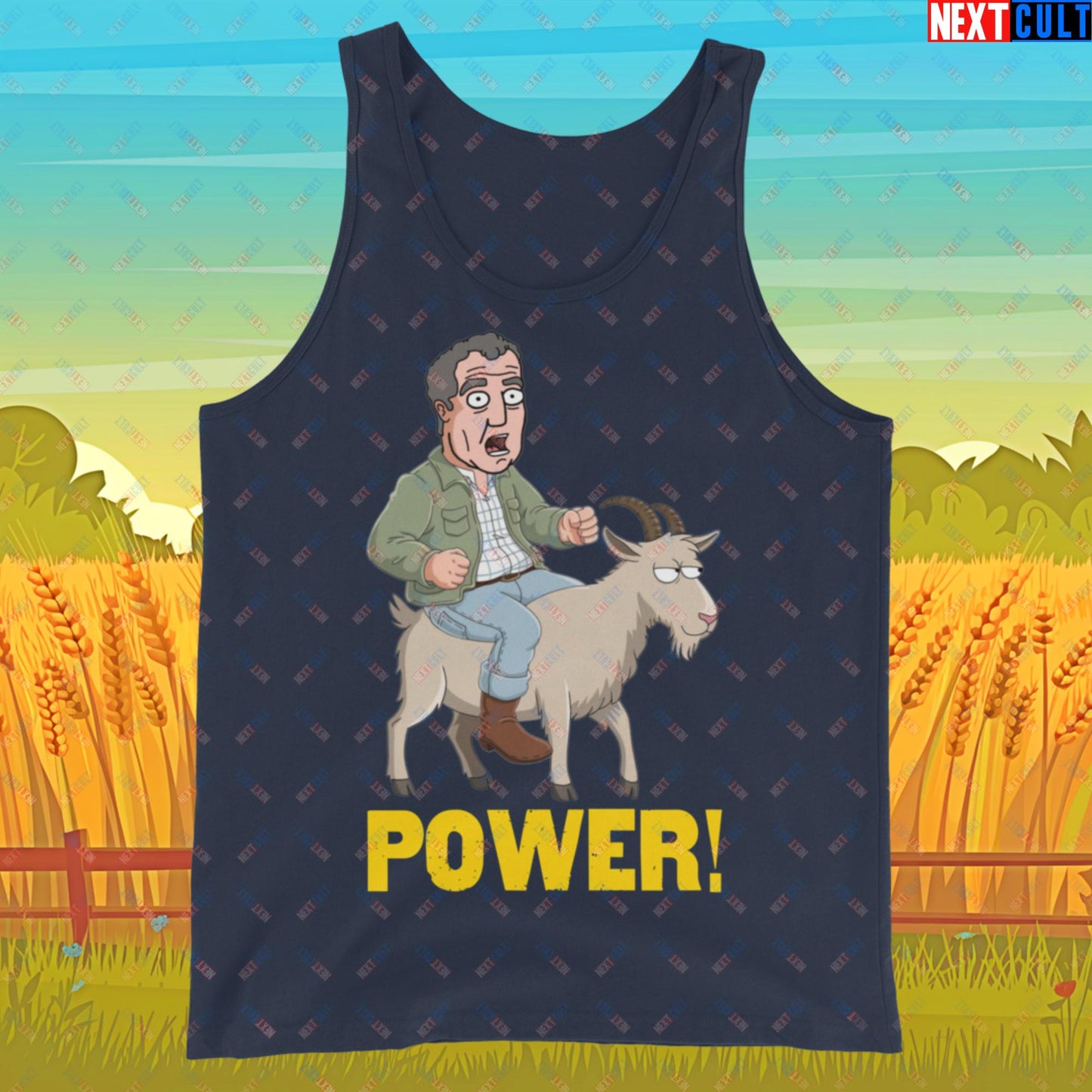 Speed and Power Goat Jeremy Clarkson's Farm Diddly Squat Grand Tour Top Gear Funny Meme Cartoon Tank Top Navy Tank Tops Clarkson's Farm Grand Tour Jeremy Clarkson Top Gear TV Shows Next Cult Brand