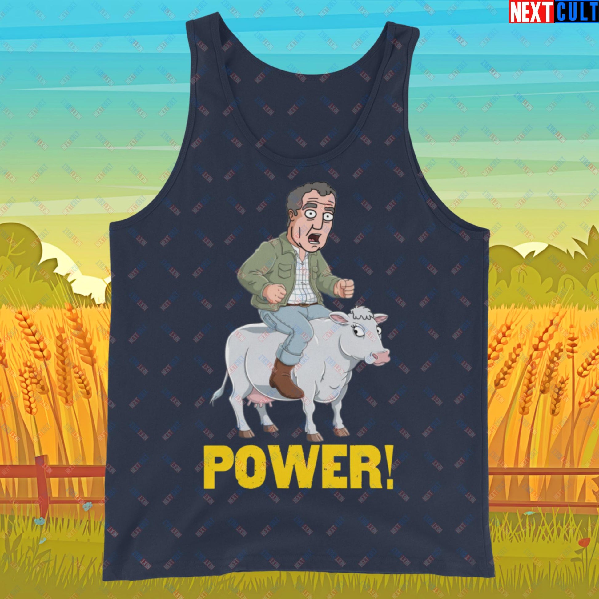 Speed and Power Pepper Cow Jeremy Clarkson's Farm Diddly Squat Grand Tour Top Gear Funny Meme Cartoon Tank Top Navy Tank Tops Clarkson's Farm Grand Tour Jeremy Clarkson Top Gear TV Shows Next Cult Brand