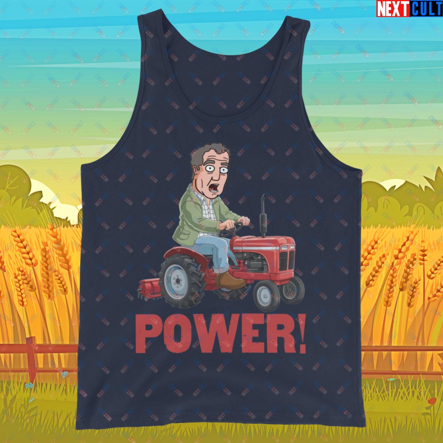 Speed and Power Tractor Jeremy Clarkson's Farm Diddly Squat Grand Tour Top Gear Funny Meme Cartoon Tank Top Navy Tank Tops Clarkson's Farm Grand Tour Jeremy Clarkson Top Gear TV Shows Next Cult Brand