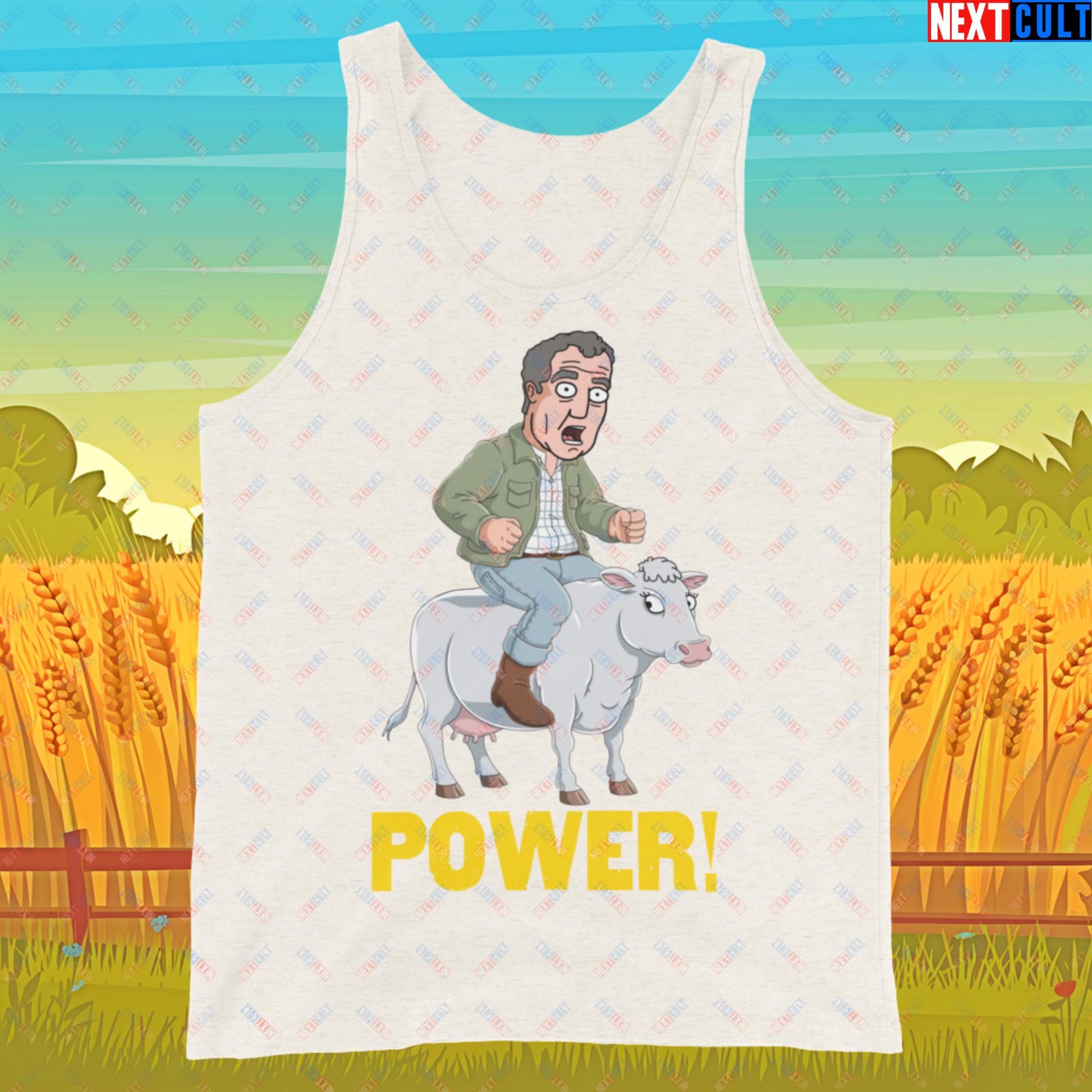 Speed and Power Pepper Cow Jeremy Clarkson's Farm Diddly Squat Grand Tour Top Gear Funny Meme Cartoon Tank Top Oatmeal Triblend Tank Tops Clarkson's Farm Grand Tour Jeremy Clarkson Top Gear TV Shows Next Cult Brand