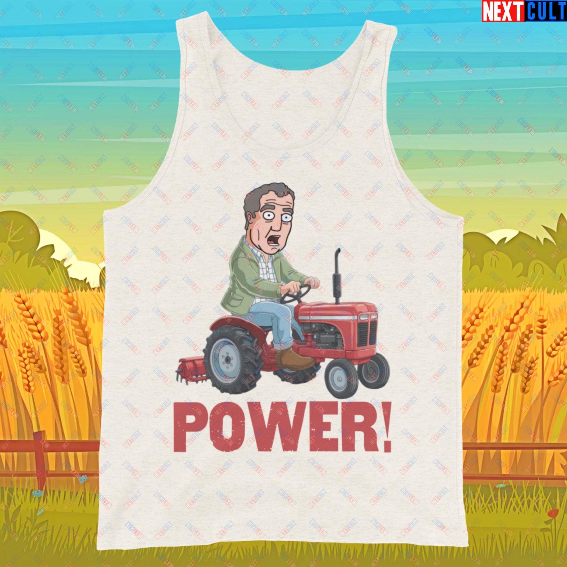 Speed and Power Tractor Jeremy Clarkson's Farm Diddly Squat Grand Tour Top Gear Funny Meme Cartoon Tank Top Oatmeal Triblend Tank Tops Clarkson's Farm Grand Tour Jeremy Clarkson Top Gear TV Shows Next Cult Brand