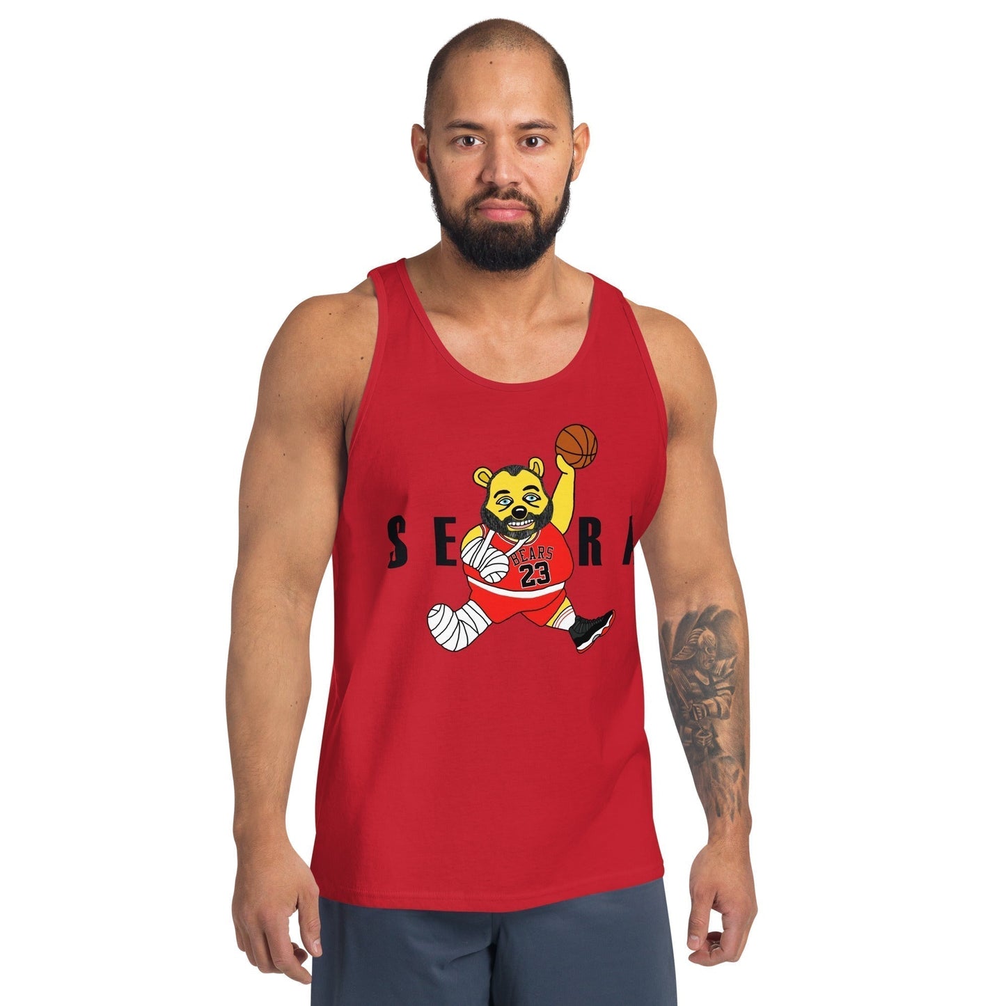 Air Segura, Tom Segura Basketball, Your Mom's House (YMH), 2 Bears 1 Cave, Funny Men's Tank Top Red Tank Tops 2 Bears 1 Cave Air Segura Podcasts Stand-up Comedy Tom Segura YMH Next Cult Brand