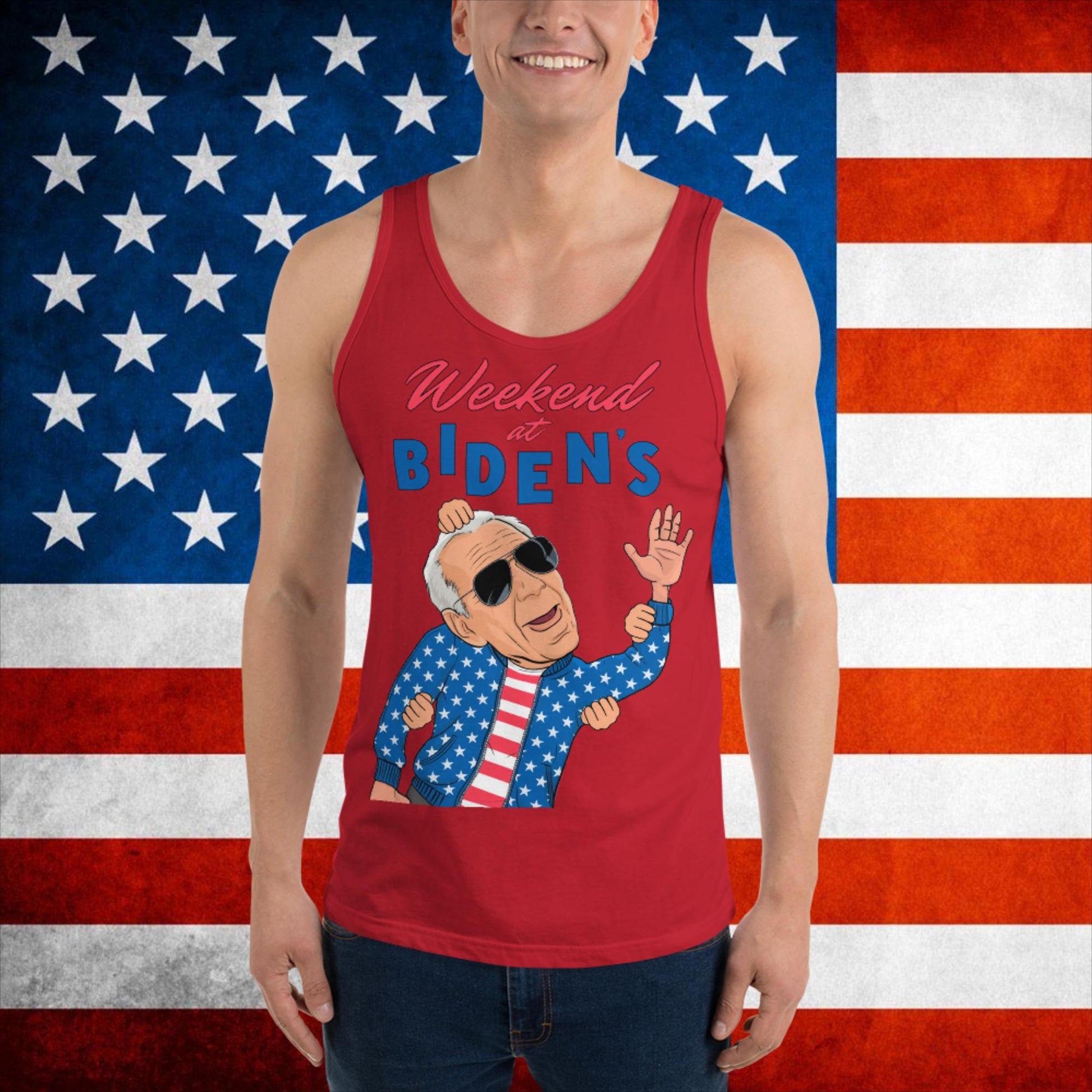 Weekend at Biden's Joe Biden Meme Democrat Republican Trump Trump Gift Biden Gift 90s Vintage Tank Top Red Tank Tops Democrats Joe Biden Politics Next Cult Brand