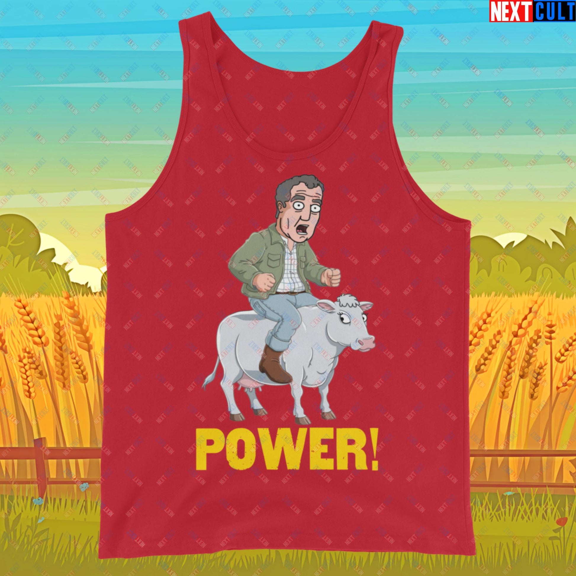 Speed and Power Pepper Cow Jeremy Clarkson's Farm Diddly Squat Grand Tour Top Gear Funny Meme Cartoon Tank Top Red Tank Tops Clarkson's Farm Grand Tour Jeremy Clarkson Top Gear TV Shows Next Cult Brand