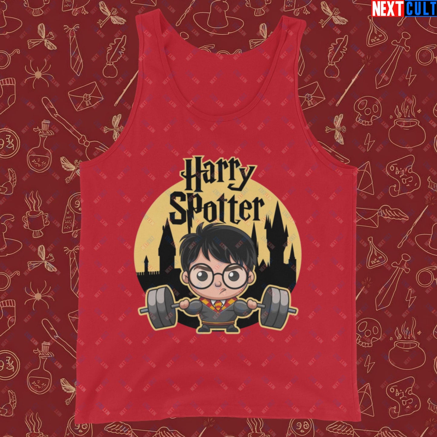 Harry Spotter Funny Gym Meme Weightlifting Bodybuilding Fitness Workout Tank Top Red Tank Tops Fitness Gym Workout Next Cult Brand